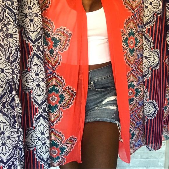 EXPRESS | Floral paisley print Chiffon Cover-Up - Picture 5 of 8